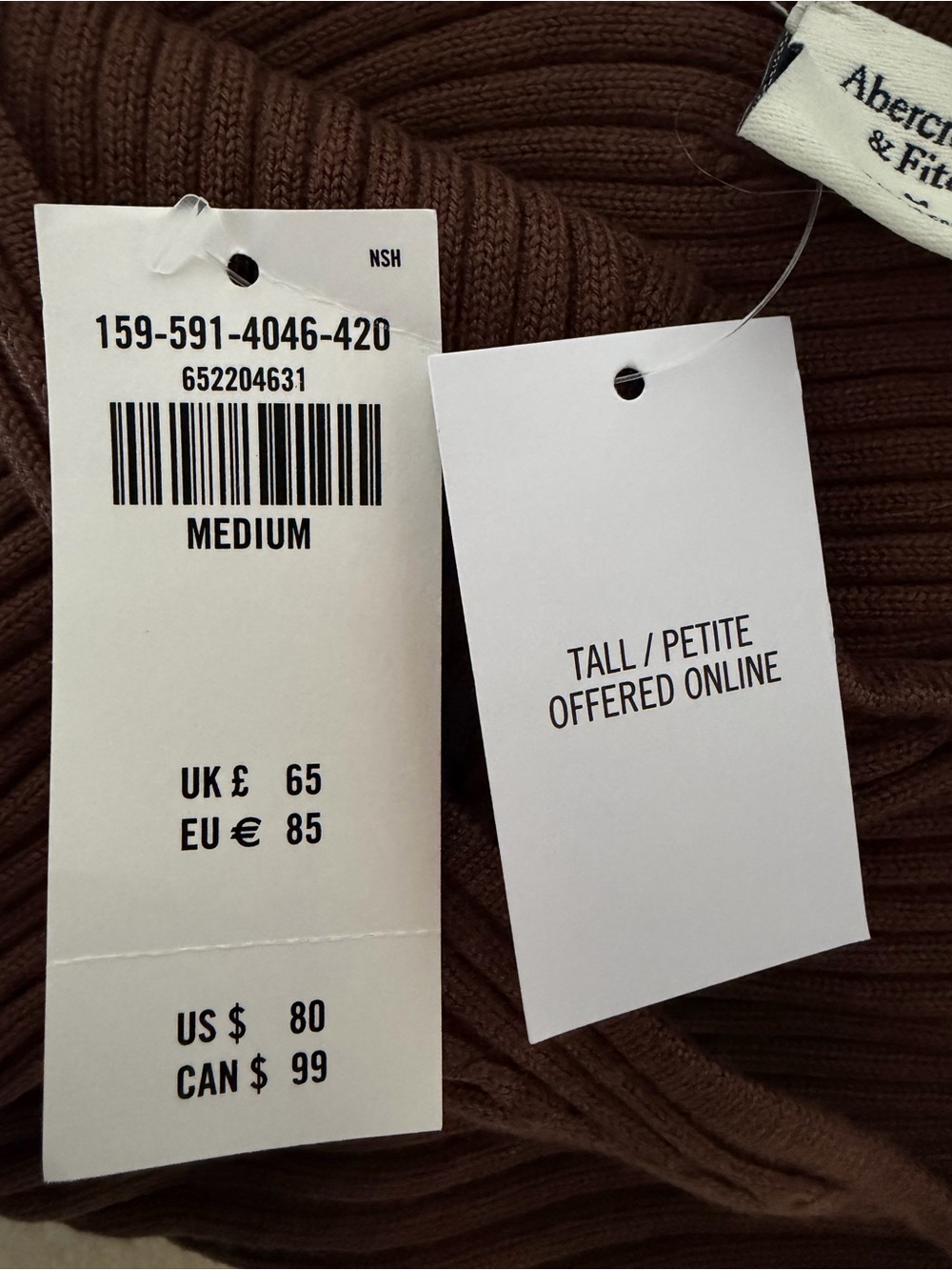 New! Abercrombie & Fitch Brown Elevated Knit Keyhole Midi Dress M 8405 - Picture 7 of 10